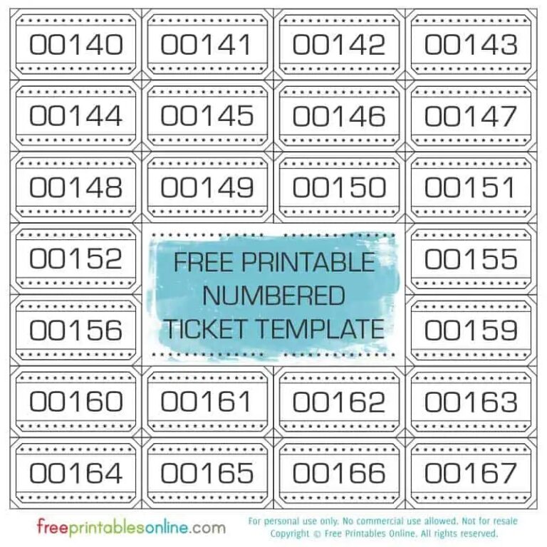 Free Printable Numbered Ticket Template Free Printables Online Worksheets Library