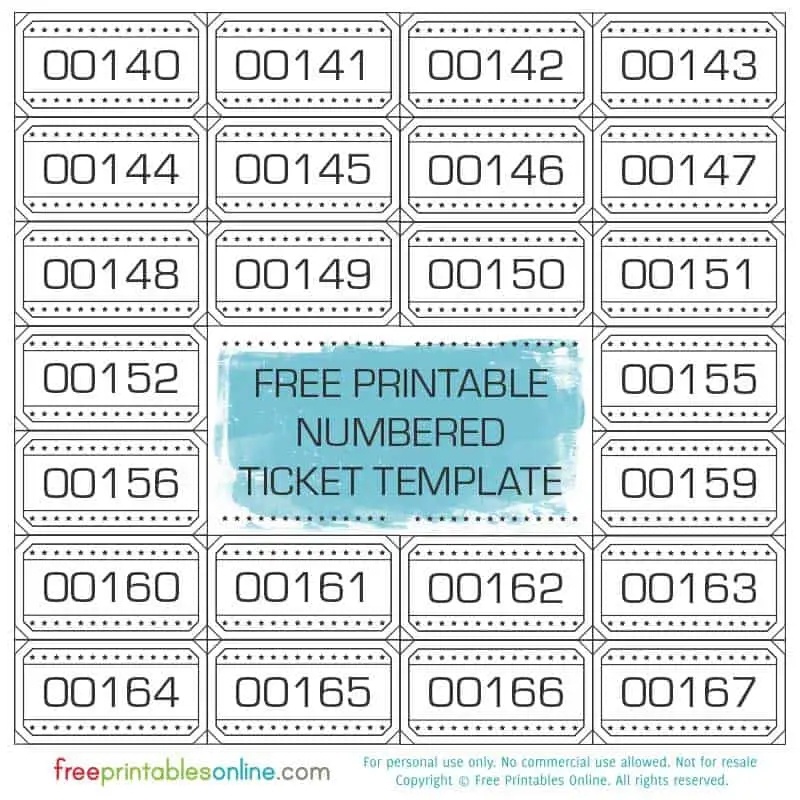 Free Printable Numbered Ticket Template Free Printables Online Worksheets Library