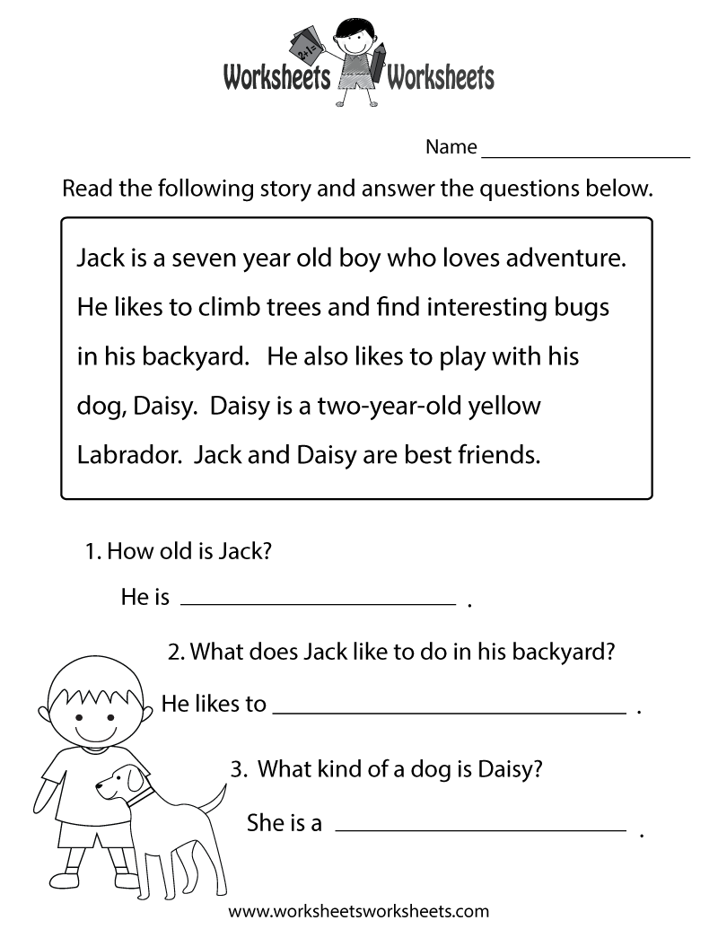 Free Printable Reading Comprehension Practice Worksheet Worksheets Library