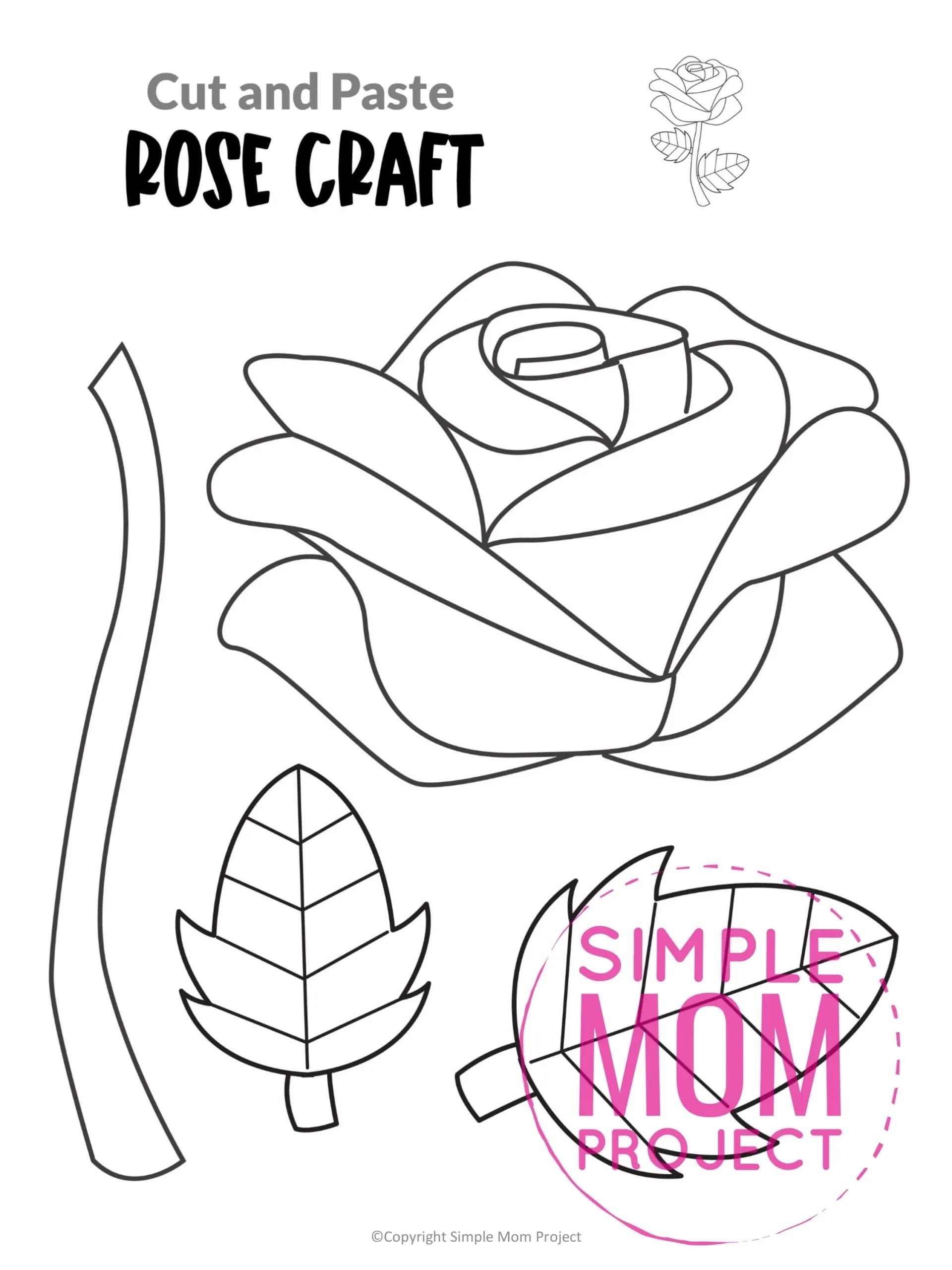 Free Printable Rose Craft Template Worksheets Library