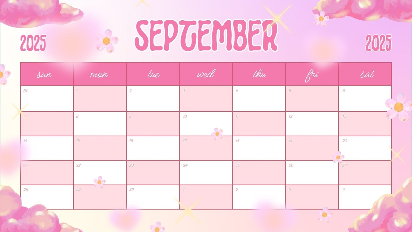 Free Printable September 2025 Calendar Templates Canva