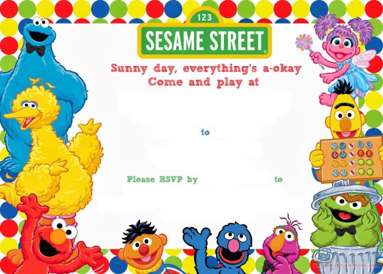 Free Printable Sesame Street Birthday Invitation Drevio Free Worksheets Library