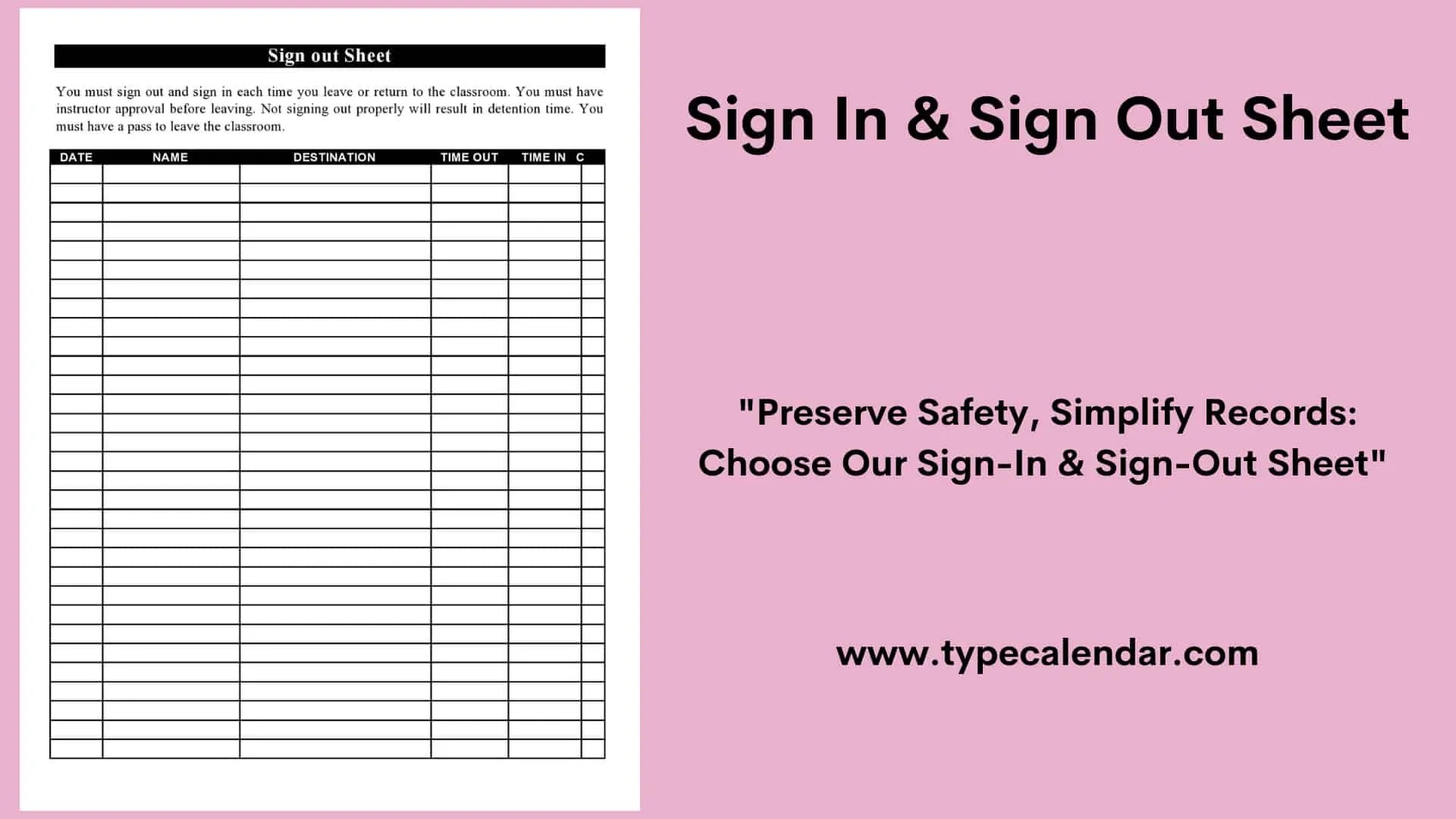 Free Printable Sign In And Out Sheet Templates PDF Word Excel 