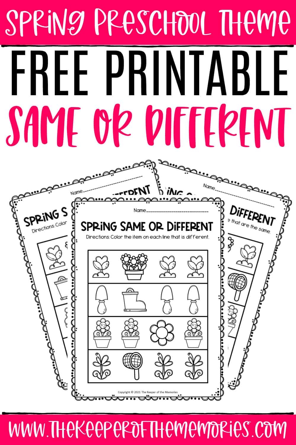 Free Printable Spring Same And Different Worksheets The Keeper