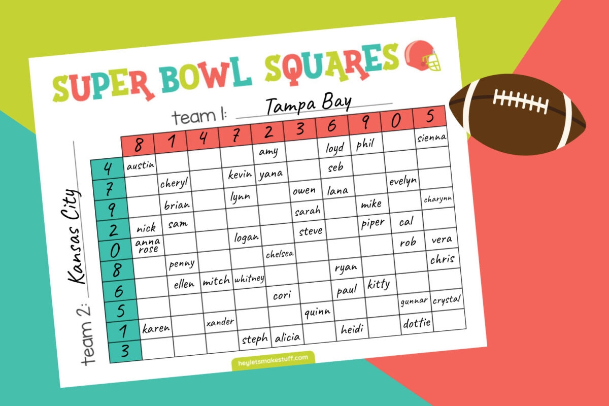 Printable Super Bowl Square Sheet Printable Super Bowl Square Sheet