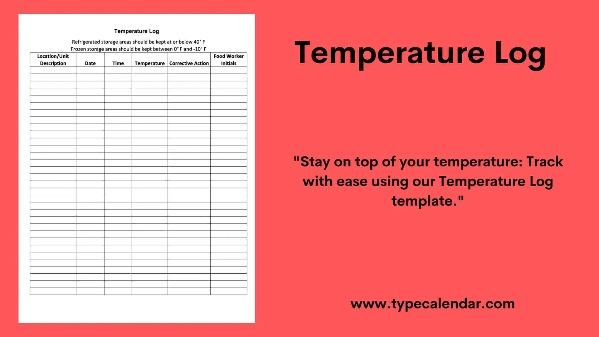 Free Printable Temperature Log Templates Excel Word PDF Refrigerator Freezer