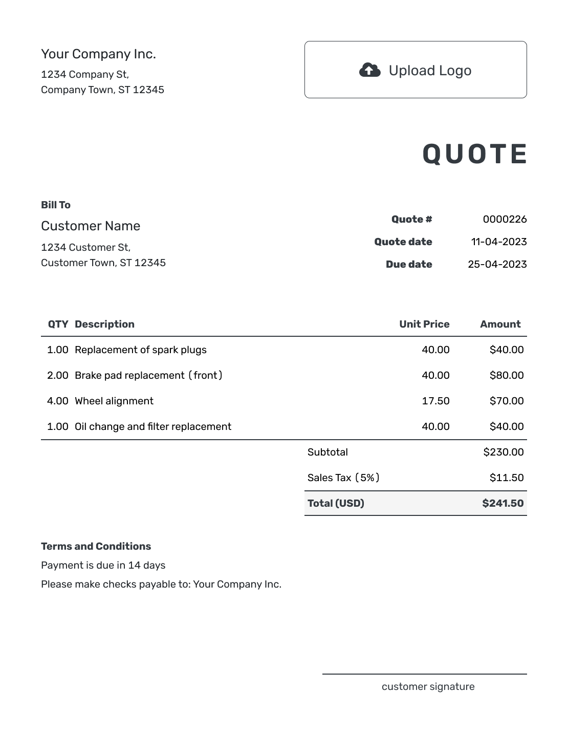 Free Quote Template Business Templates Docelf