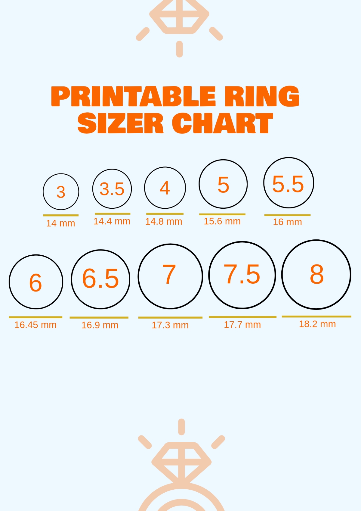Free Ring Size Chart Templates Editable And Printable