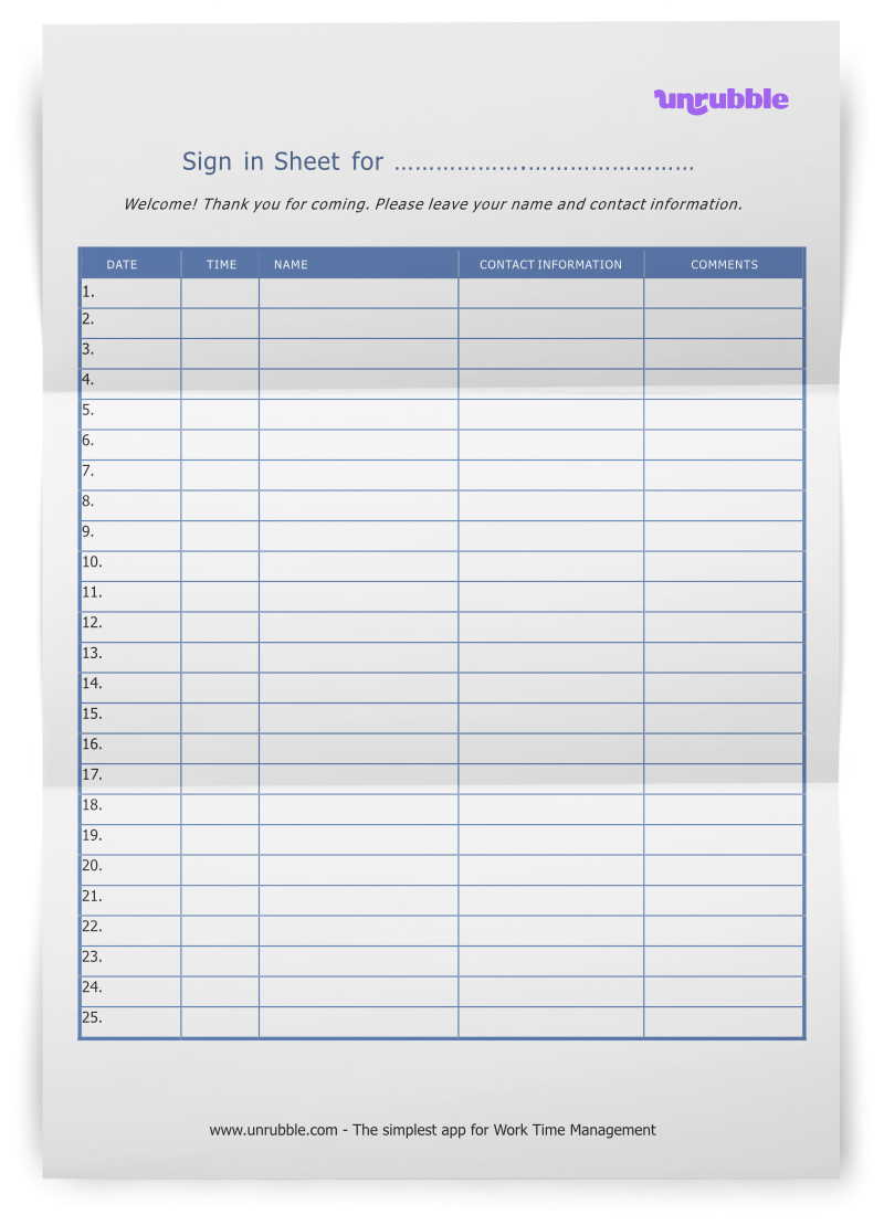 Free Printable Blank Sign Up Sheet