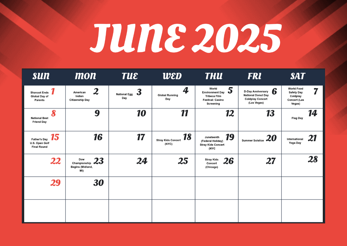 Social Media Calendar For June 2025