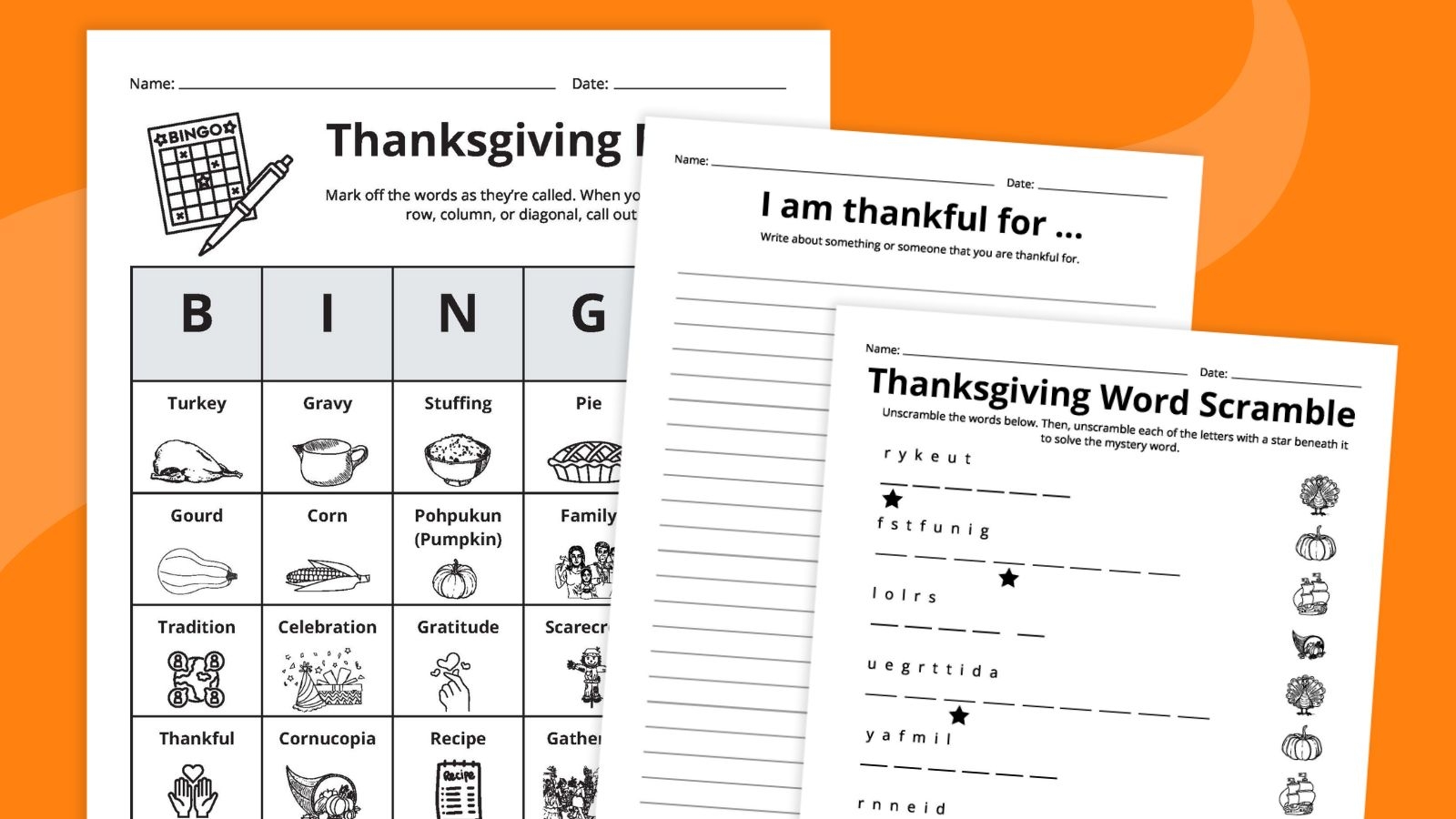 Printable Thanksgiving Worksheet
