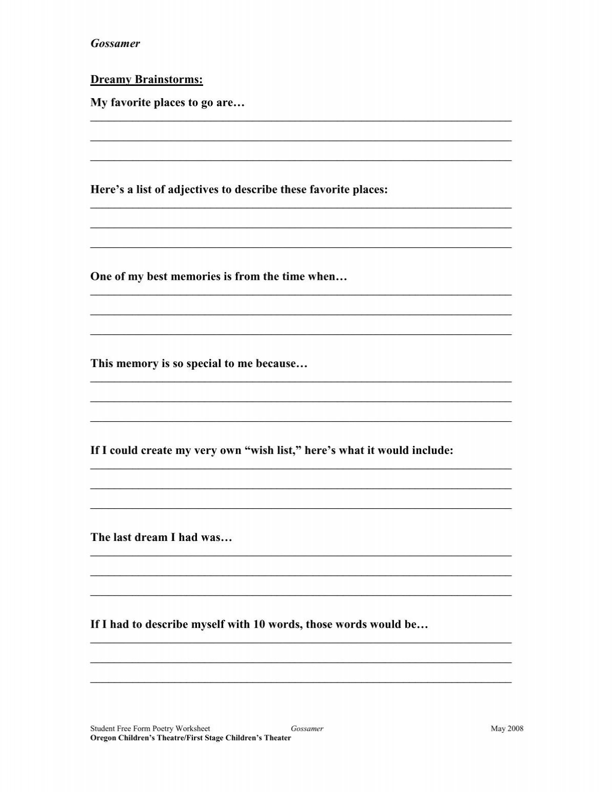 Free Printable Poetry Worksheets
