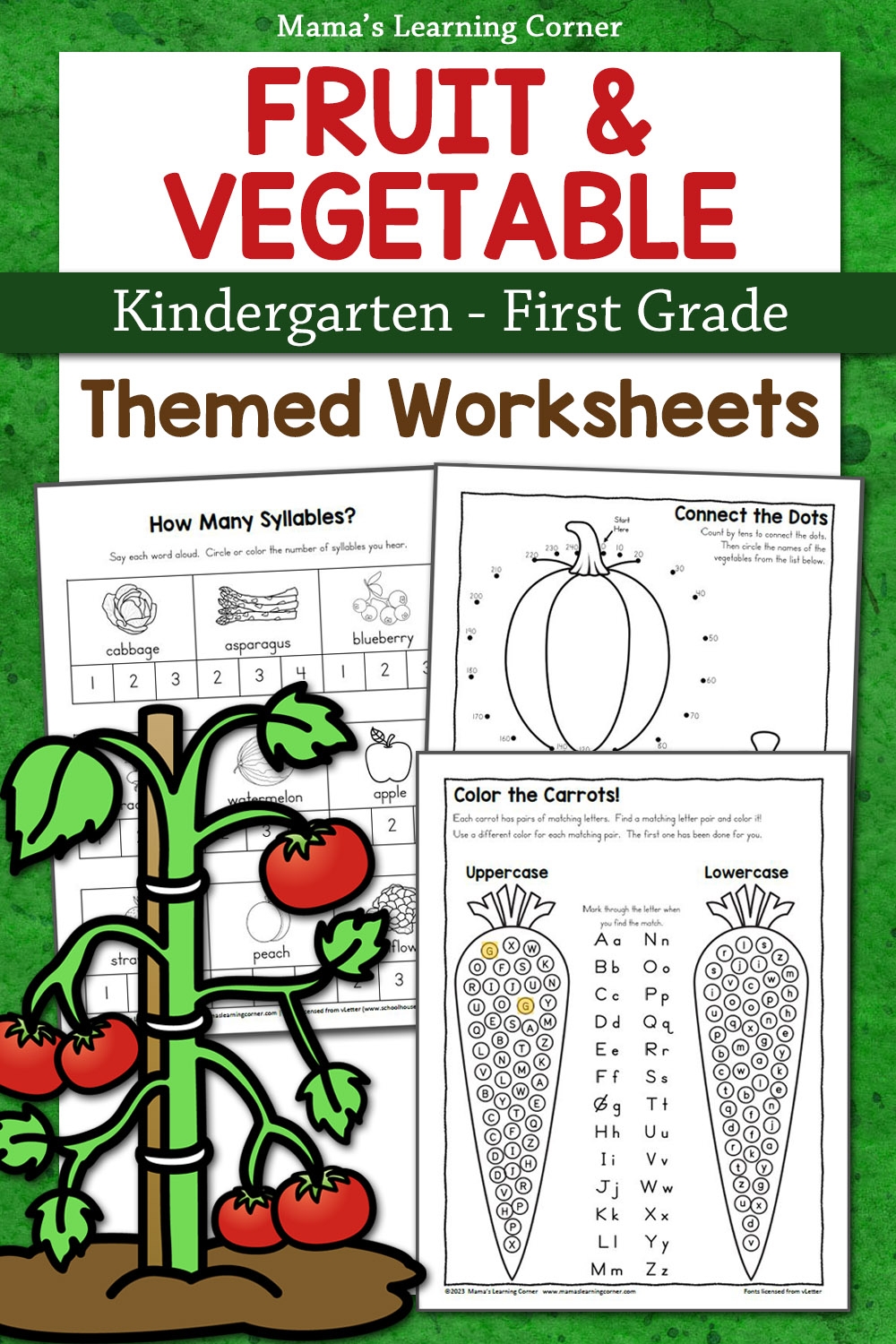 Fruit And Vegetable Worksheets For Kindergarten 1st Grade Mamas Learning Corner