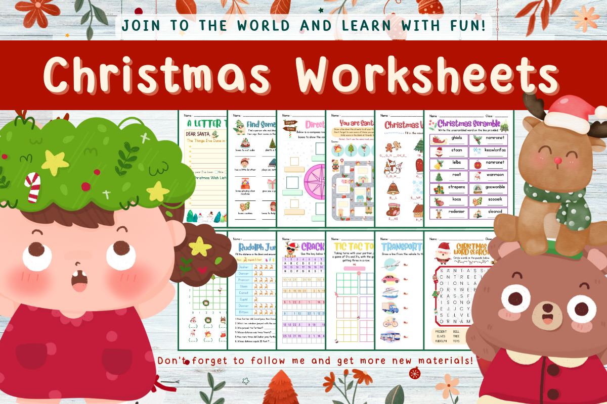Fun Christmas Printable Worksheets Pdf Grafik Von REINDEER Creative Fabrica Fun Christmas Printable Worksheets Pdf Grafik Von REINDEER Creative Fabrica