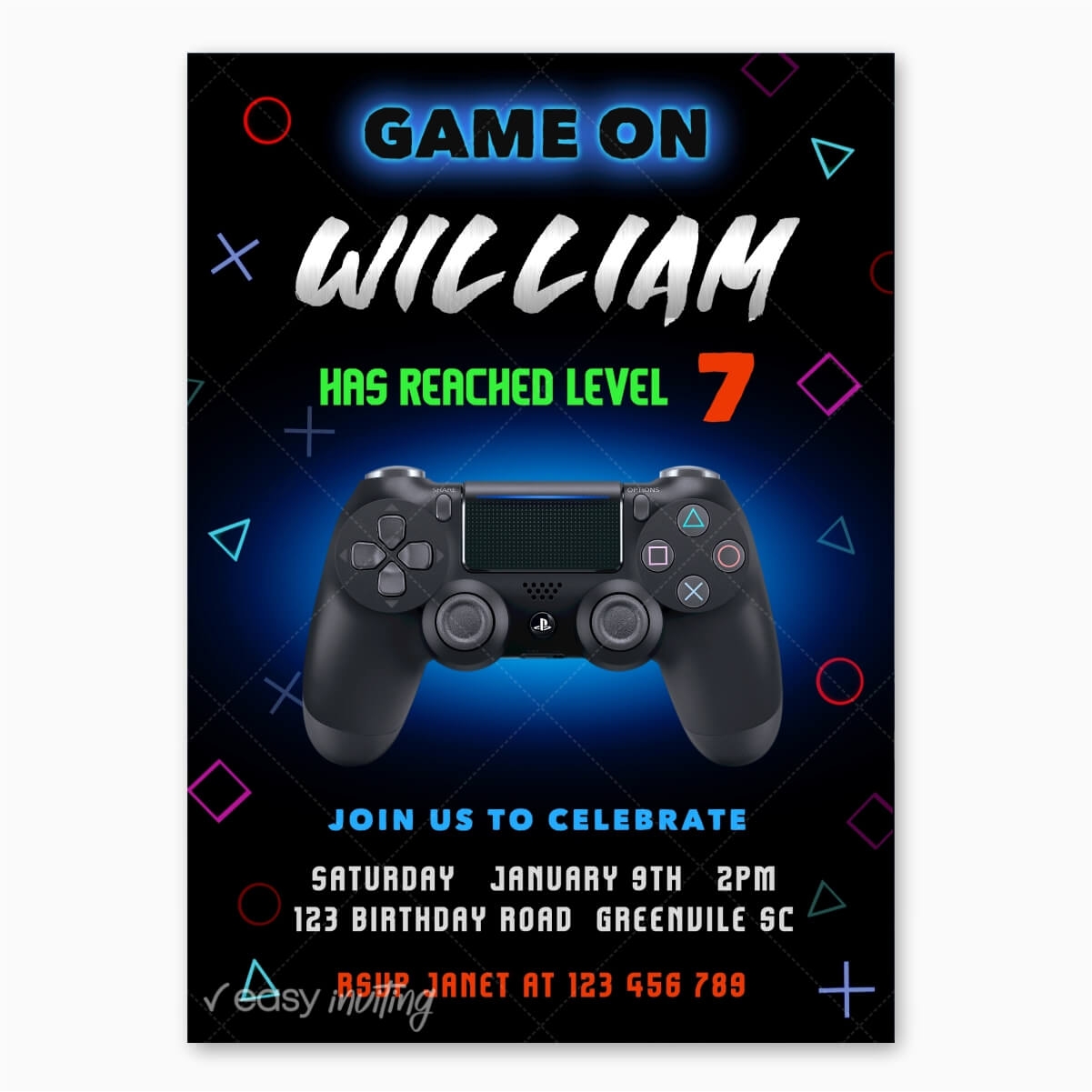 Gamer Playstation Xbox Pc Master Race Birthday Invitation Worksheets Library