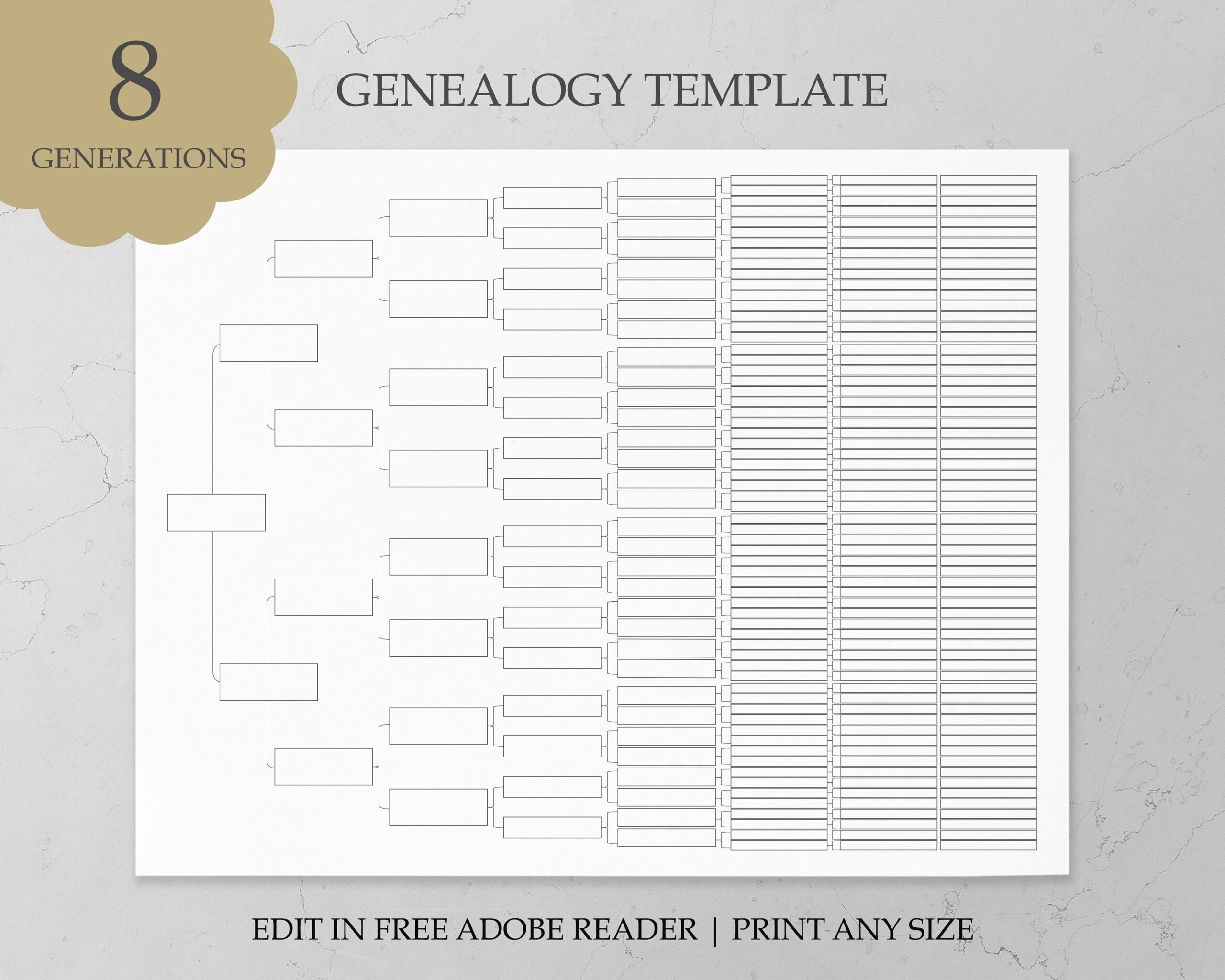 Genealogy Template Family Tree Chart 8 Generation Genealogy Chart 