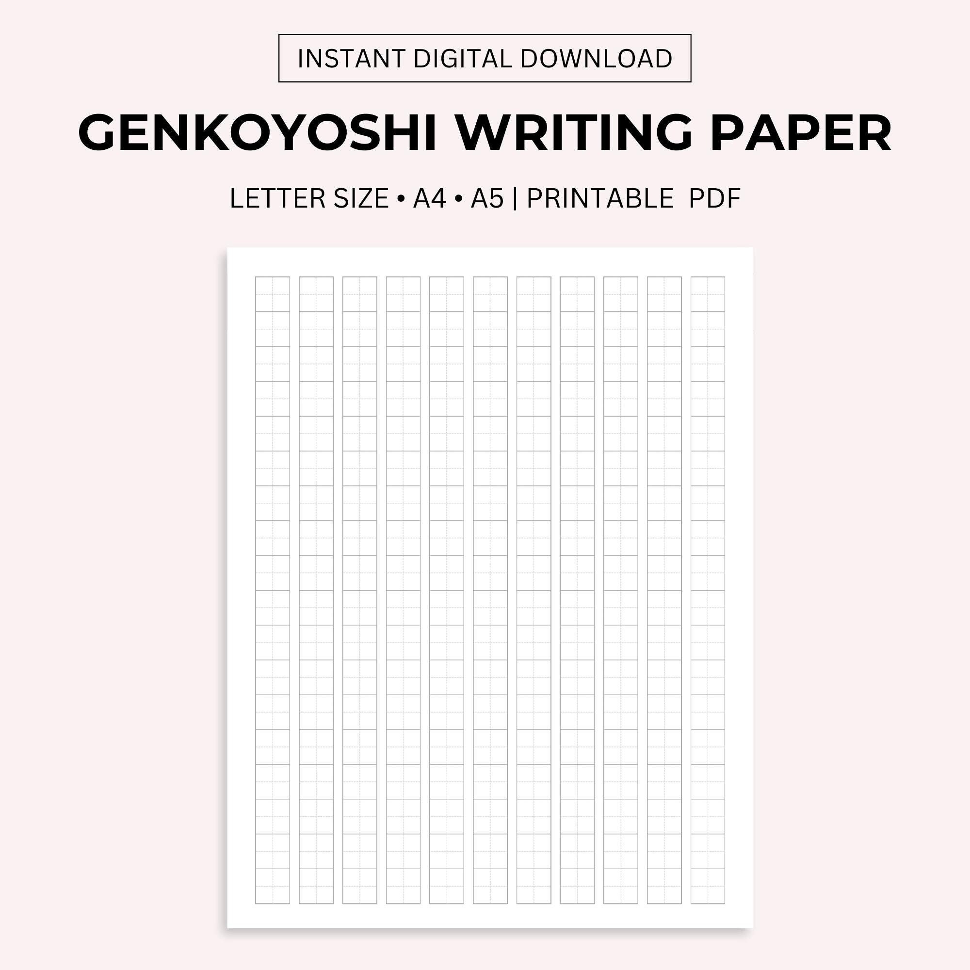 Genkoyoshi Paper Kanji Practice Sheets PDF Download Etsy
