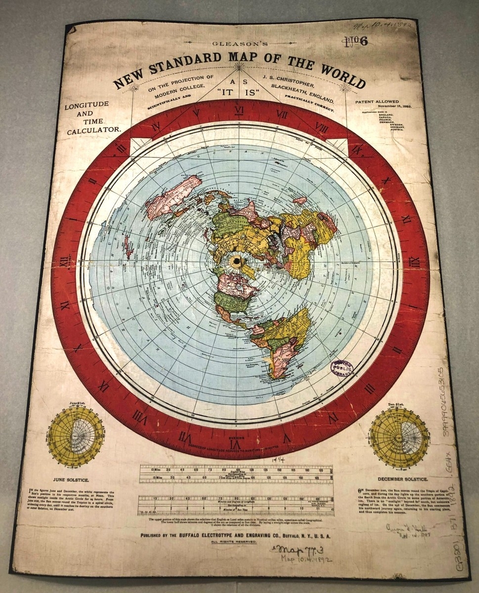 Gleason s New Standard World Map Of The World Gicl e Poster Print Flat Earth EBay
