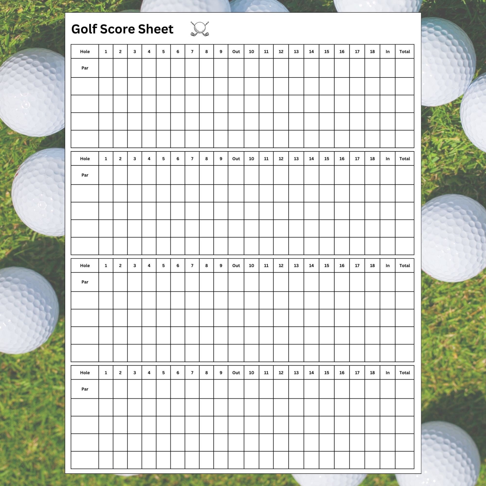 Golf Score Sheet Printable 8 5 X 11 Instant Download Etsy Finland