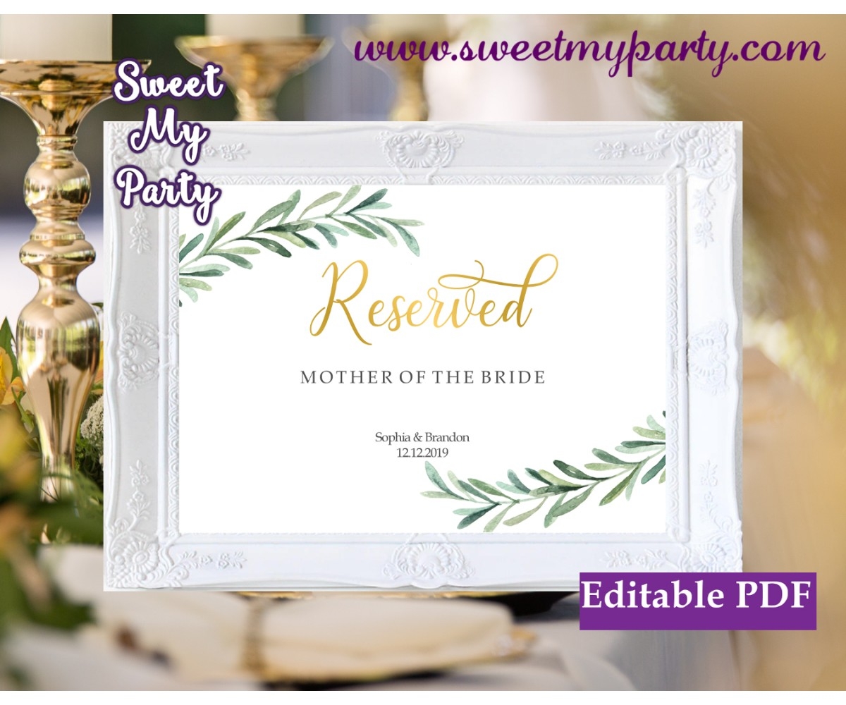 Greenery Reserved Sign Template Greenery Reserved Seating Template Printable 78 