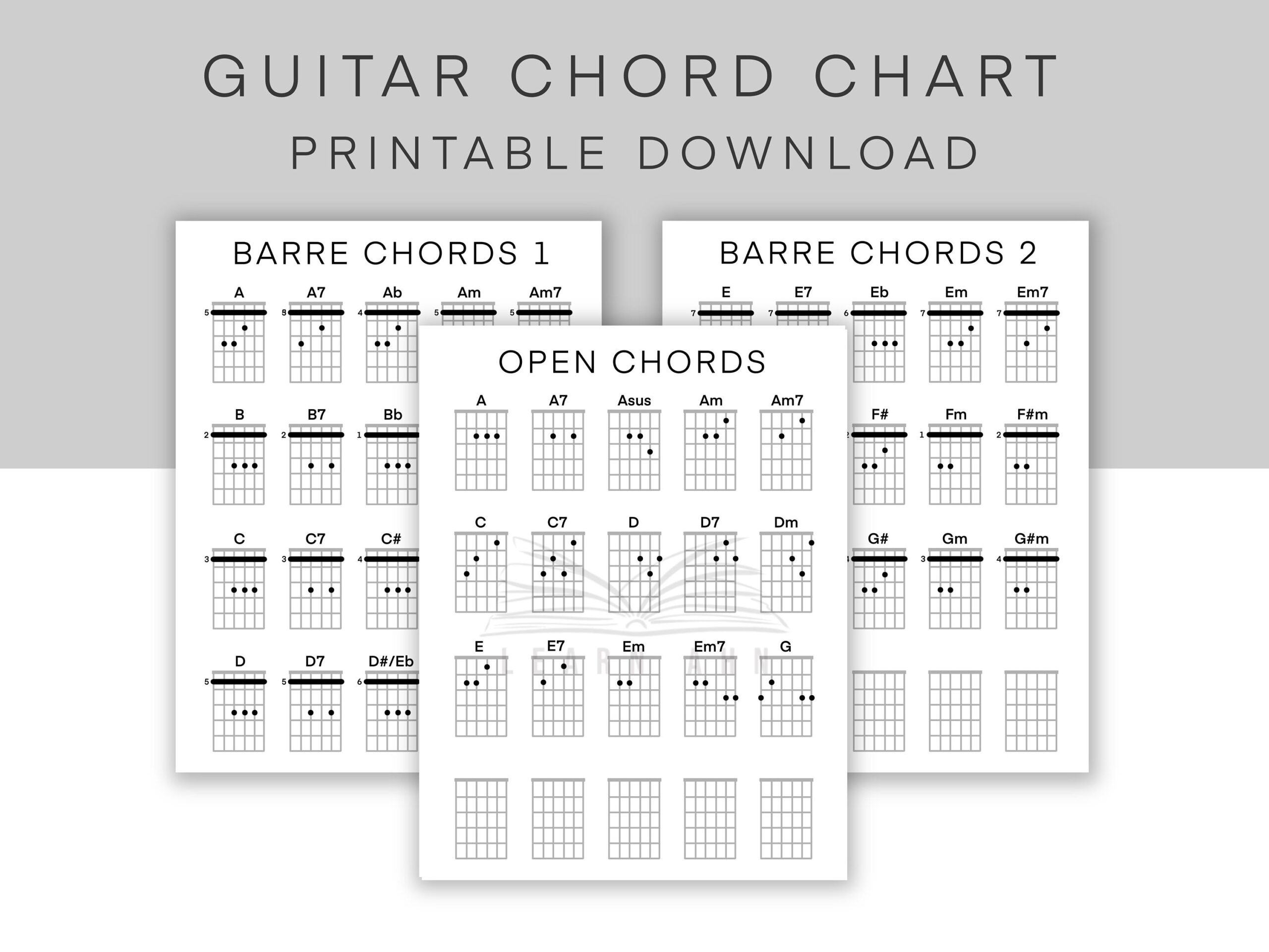 Guitar Chord Chart Printable Download Printable PDF Beginner Guitar Chord Chart Basic Chords Sheet Digital Download Learn To Play Guitar Etsy Hong Kong