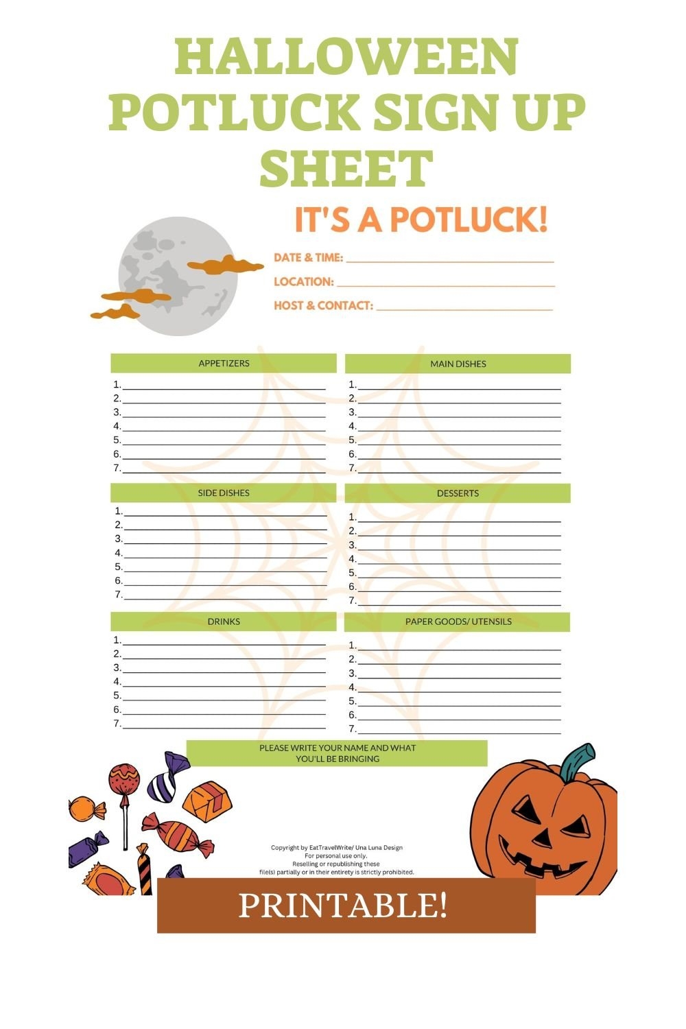 Halloween Potluck Sign Up Sheet vintage Style Printable Payhip Halloween Potluck Sign Up Sheet vintage Style Printable Payhip
