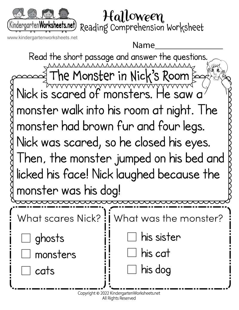 Halloween Reading Comprehension Worksheet Free Printable Halloween Reading Comprehension Worksheet Free Printable