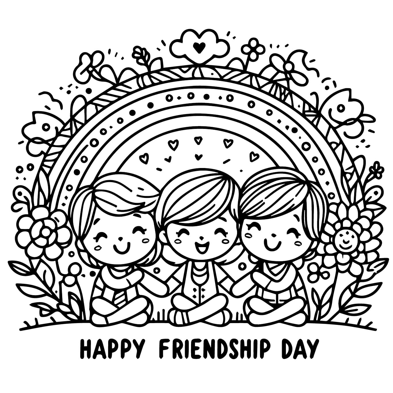 Happy Friendship Day Printable Coloring Page Download Print Or Color Online For Free