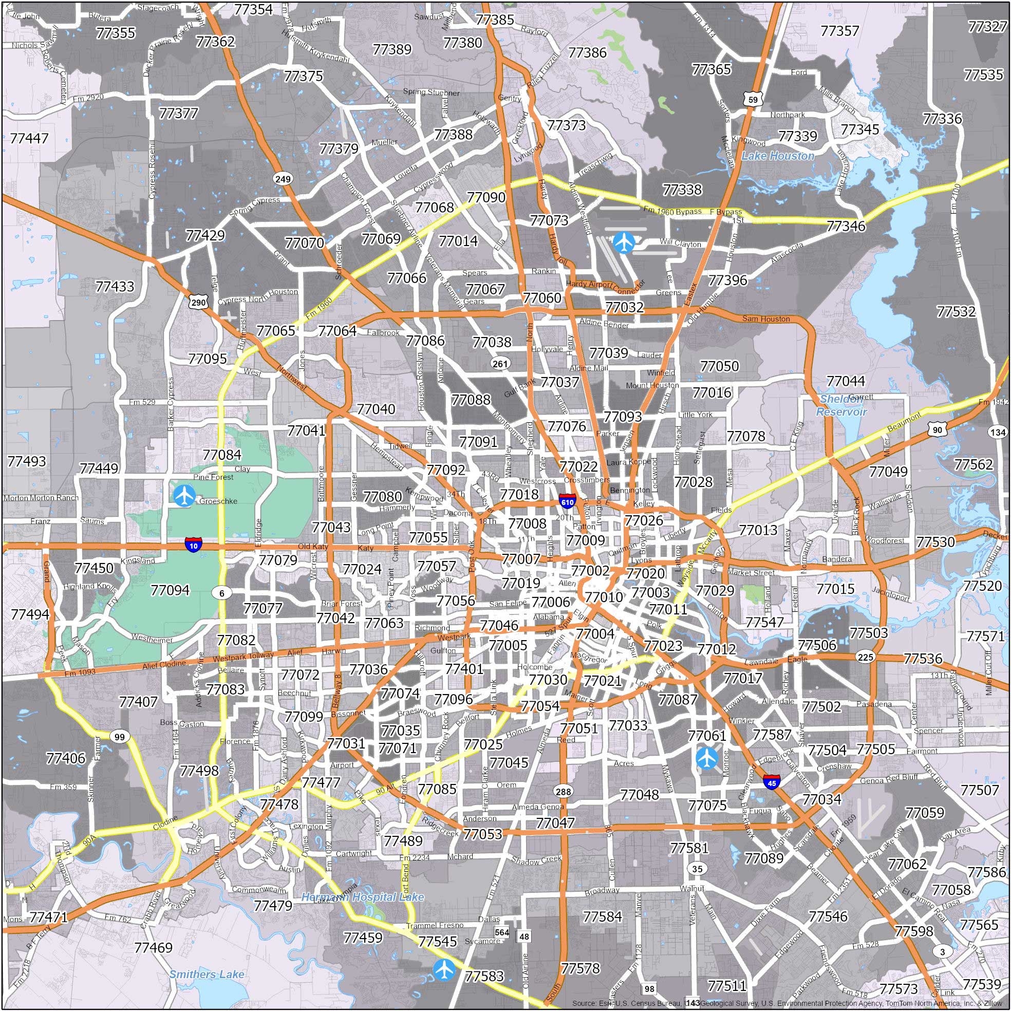 Houston Zip Code Map GIS Geography