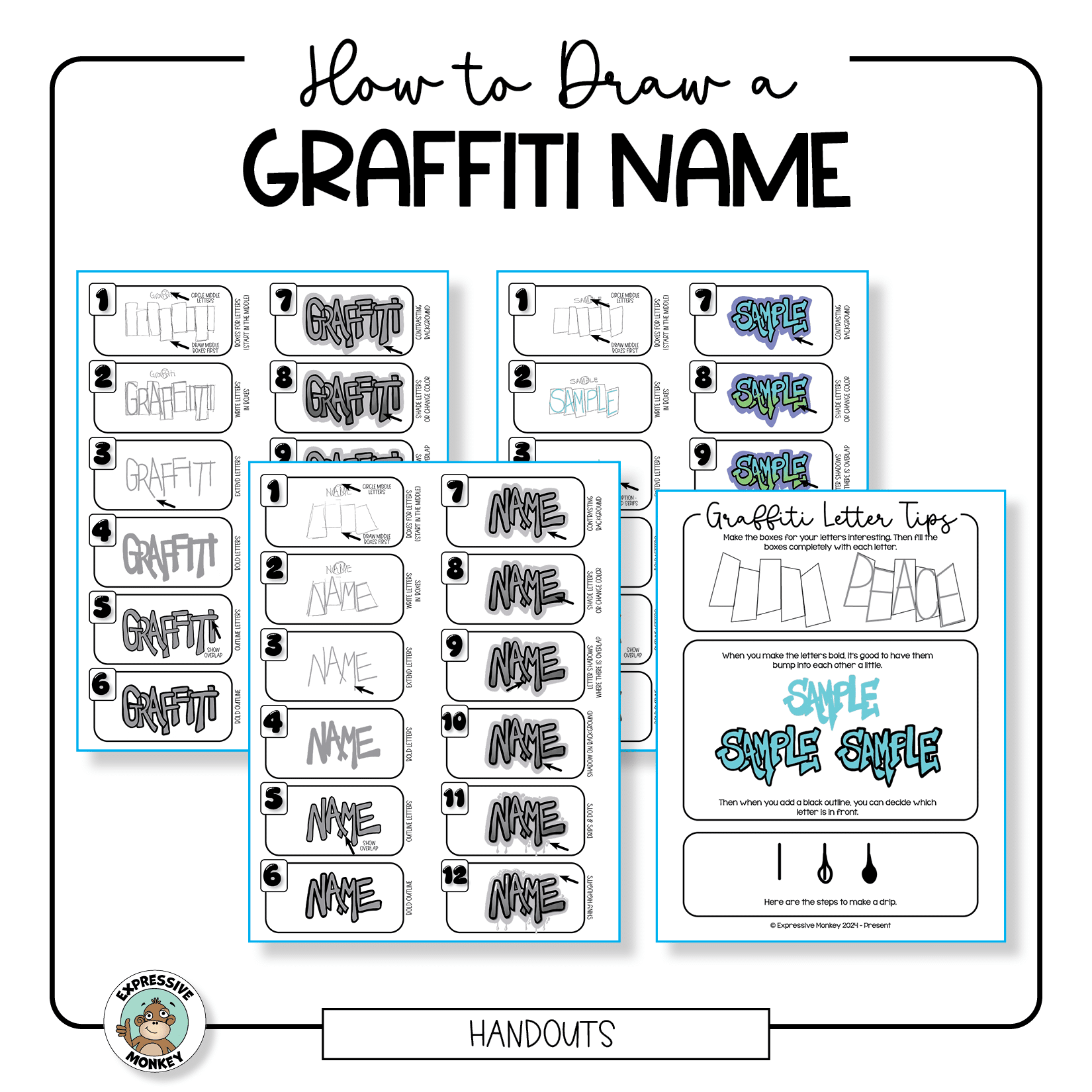 How To Draw Graffiti Letters Name Art Lesson Expressive Monkey