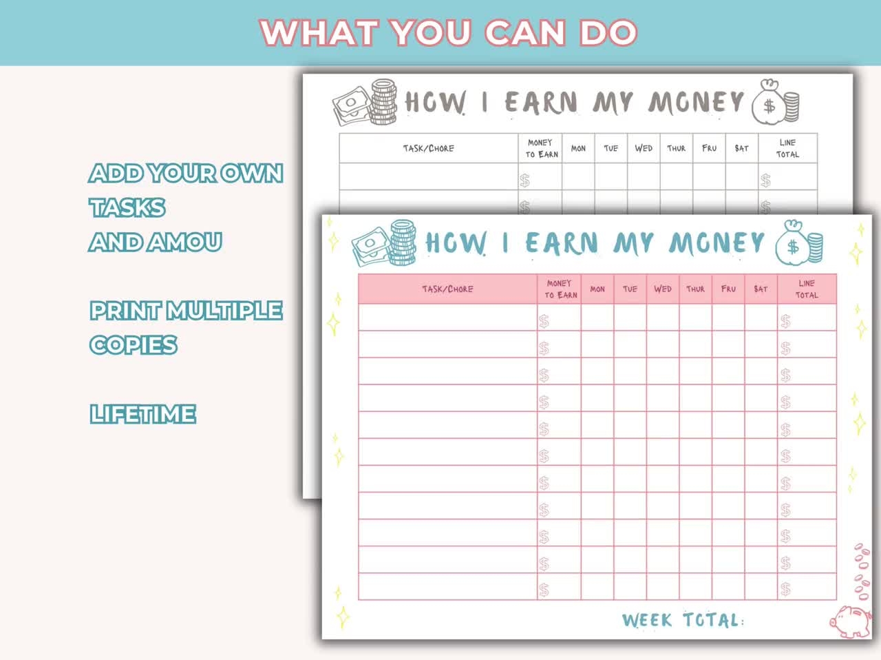 How To Earn Money Printable Template Allowance Chore Chart Pocket Money Kids Responsibility Chart Instant Download PDF How To Earn Money Printable Template Allowance Chore Chart Pocket Money Kids Responsibility Chart Instant Download PDF