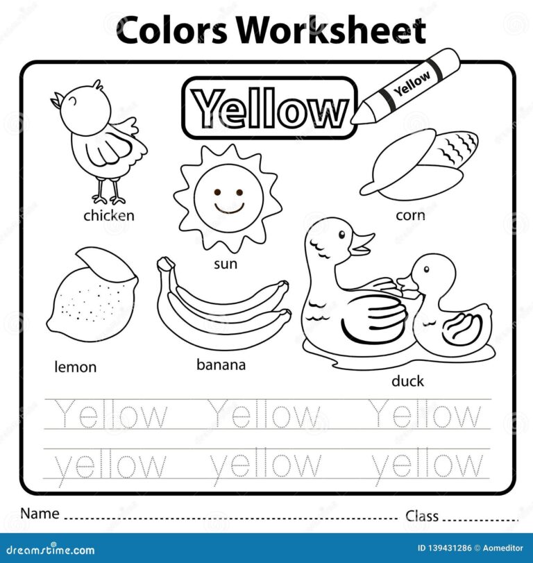 Illustrator Of Color Worksheet Yellow Stock Vector Illustration 