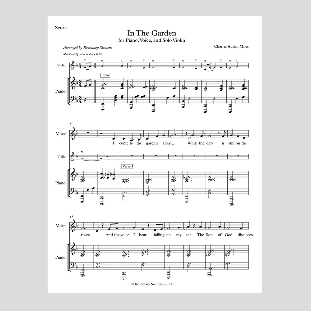 In The Garden Sheet Music Printable
