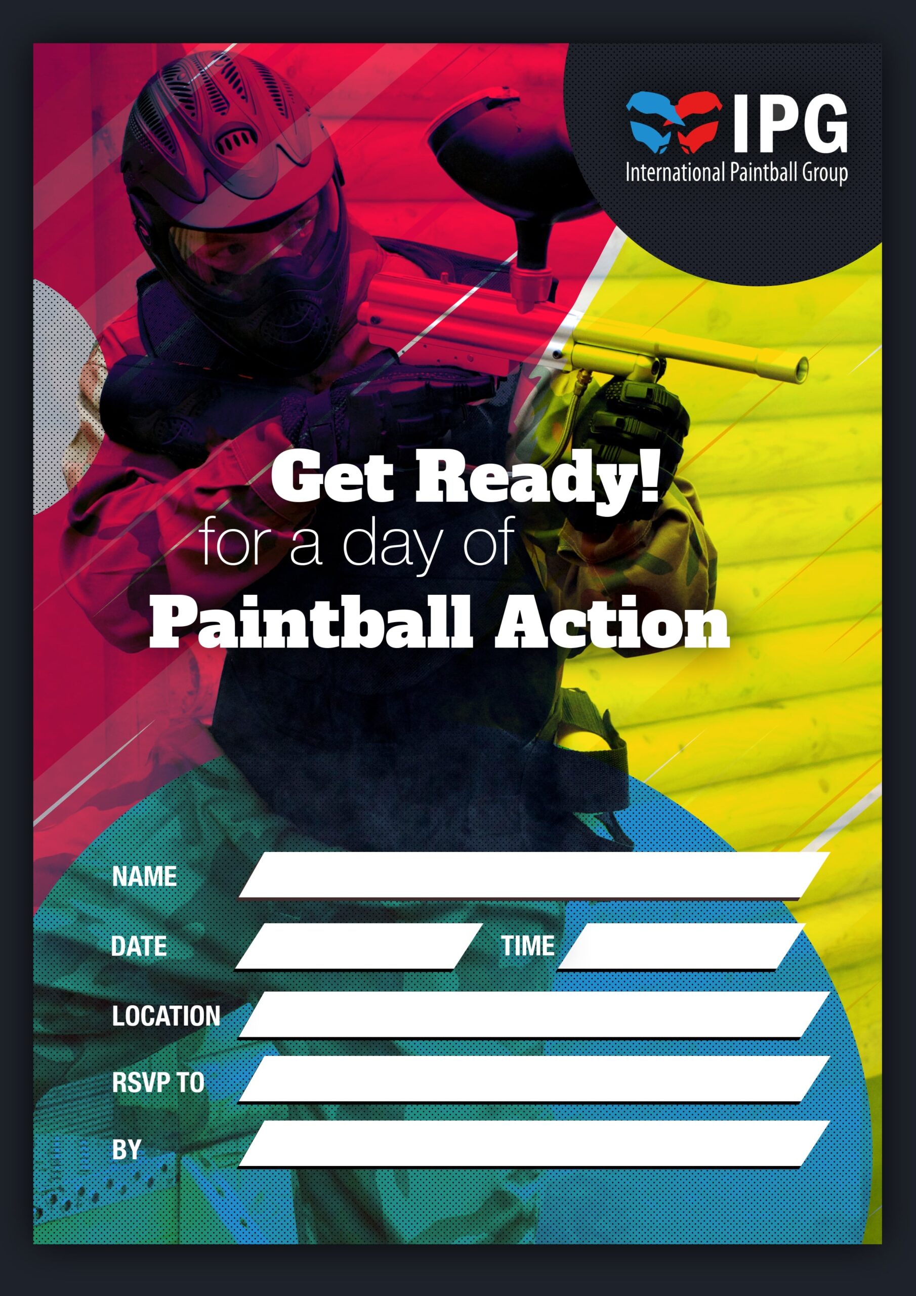 International Paintball Group Free Birthday Party Invitations