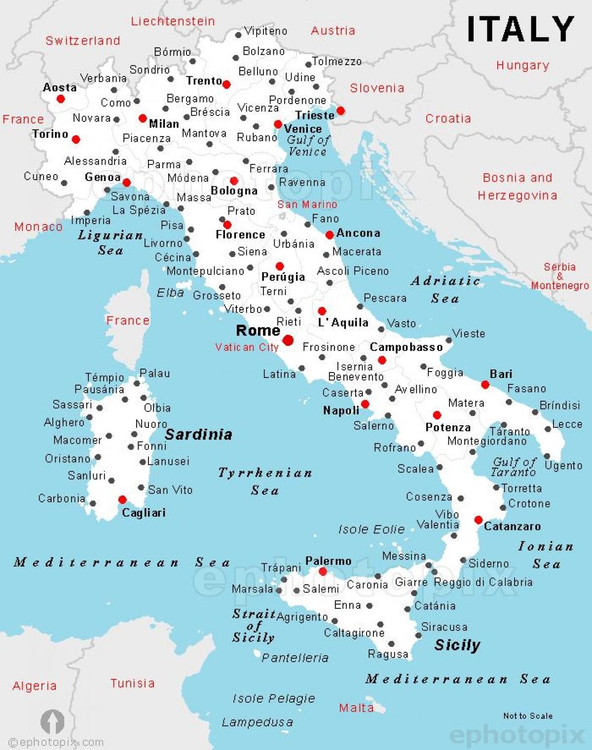 Map Of Italy Printable
