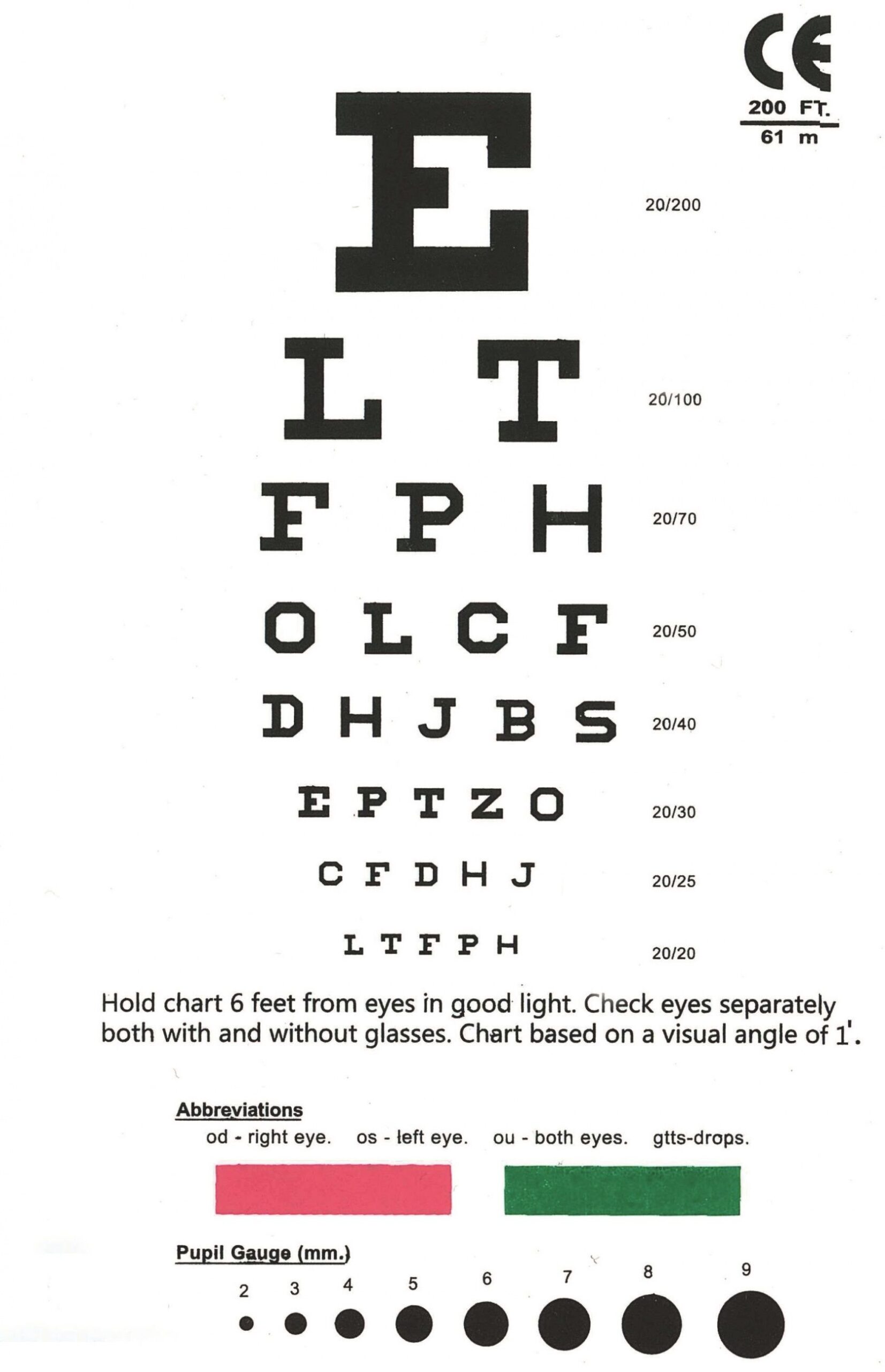 Jaeger Eye Chart Handheld Near Vision Tester Laminated 4 75x7 Fasten Eye Test Chart