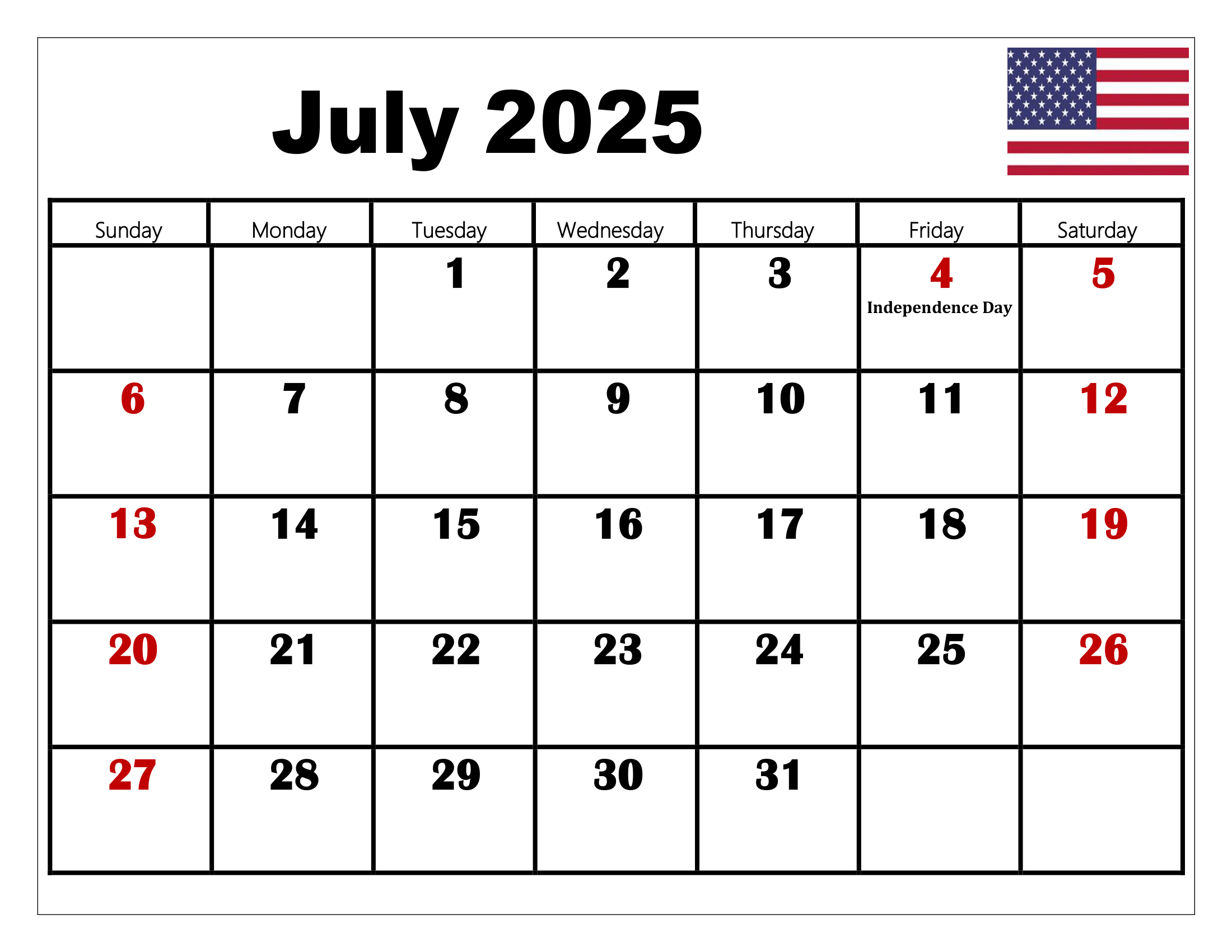 July 1 2025 Calendar