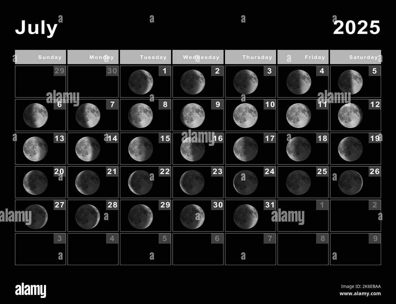 July 2025 Lunar Calendar Moon Cycles Moon Phases Stock Photo Alamy July 2025 Lunar Calendar Moon Cycles Moon Phases Stock Photo Alamy