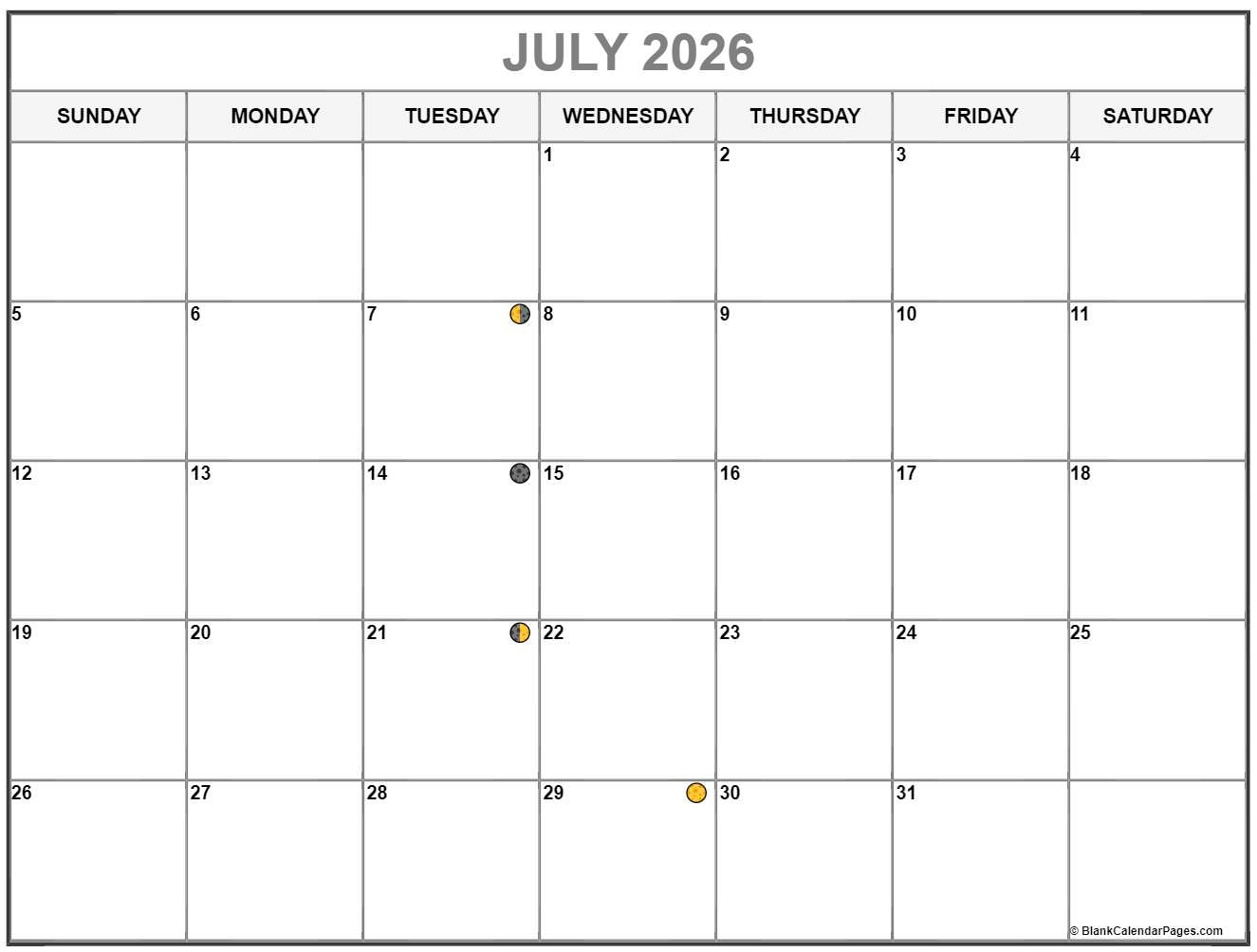 Moon Calendar July 2025 Moon Calendar July 2025