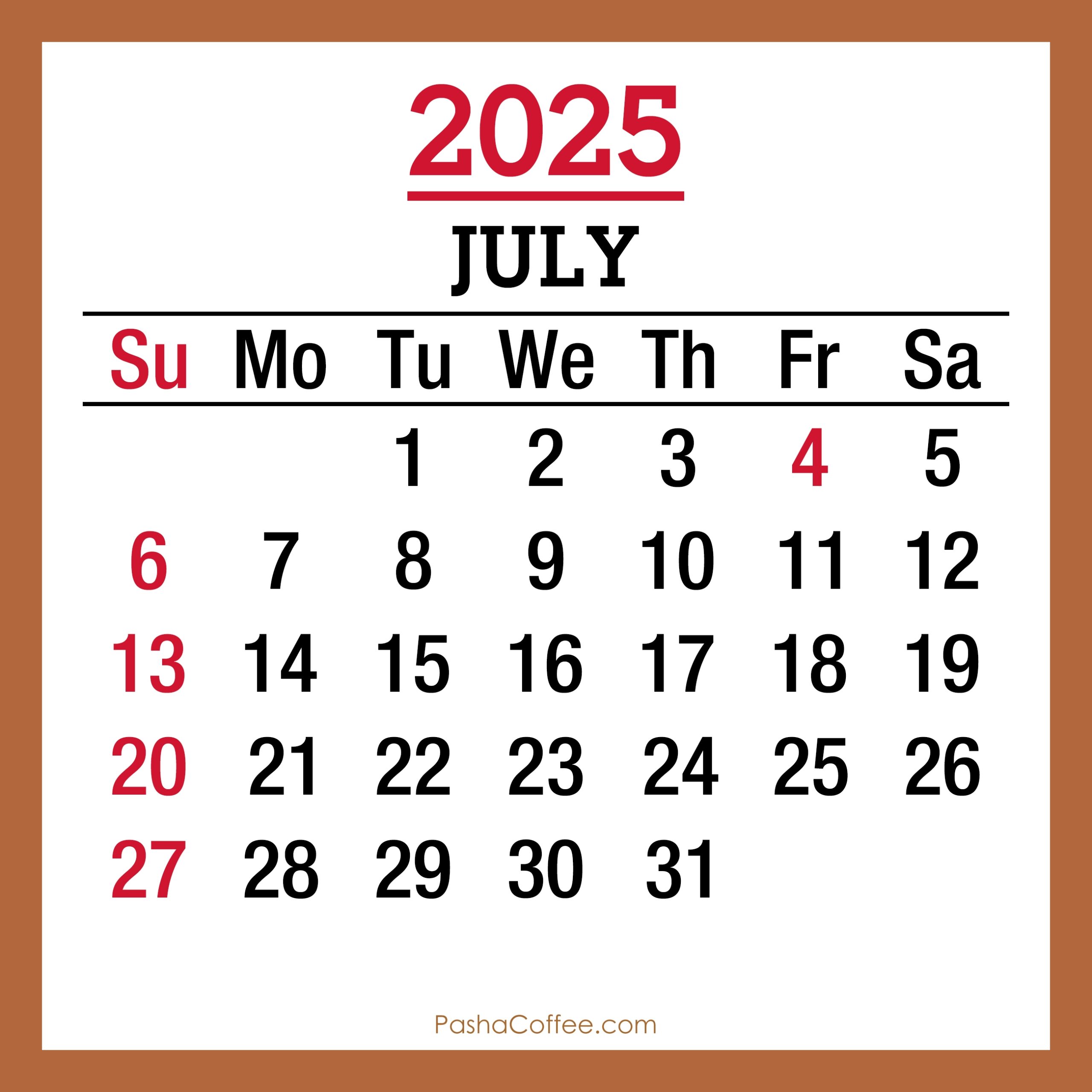 July 2025 Monthly Calendar With Holidays Printable Free Beige July 2025 Monthly Calendar With Holidays Printable Free Beige