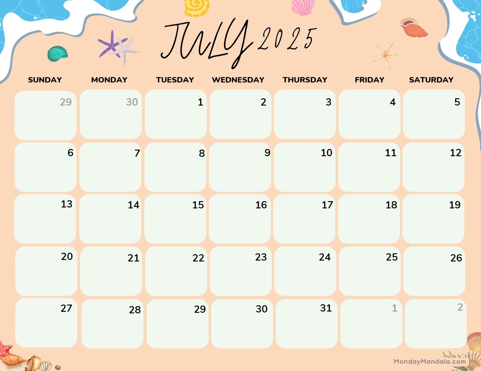 July 2025 Printable Calendar 52 Free PDF Printables 