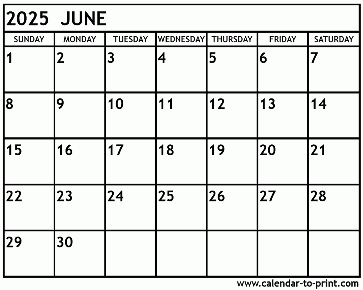 Printable Calendar June 2025 Portrait Printable Calendar June 2025 Portrait