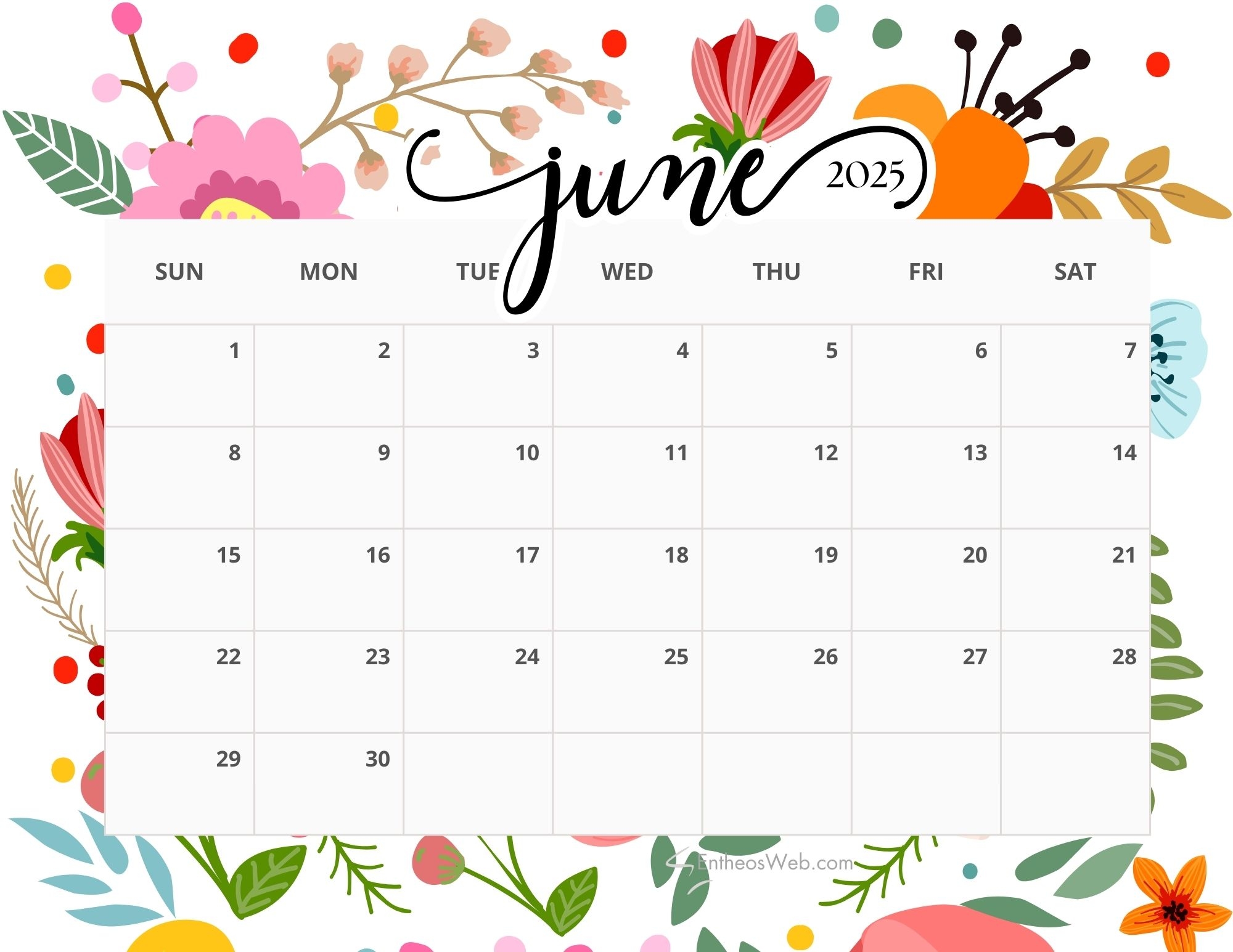 Kids June Calendar 2025