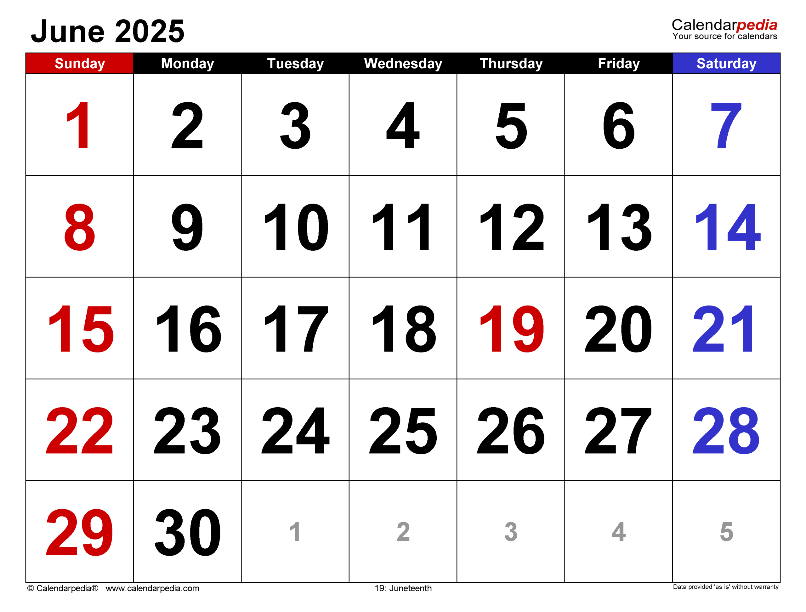June 2025 Calendar Templates For PDF Excel And Word