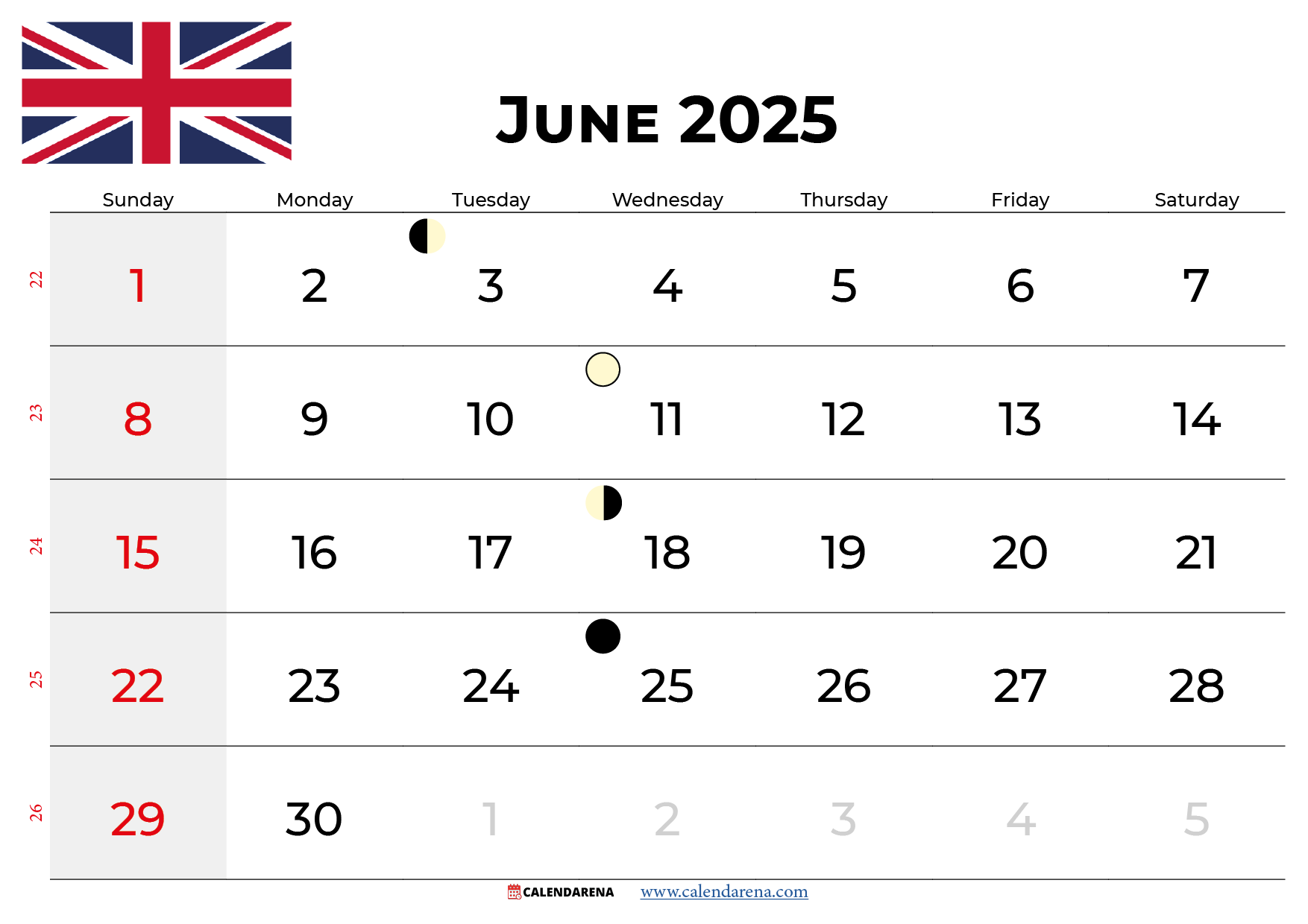 June 2025 Calendar UK June 2025 Calendar UK