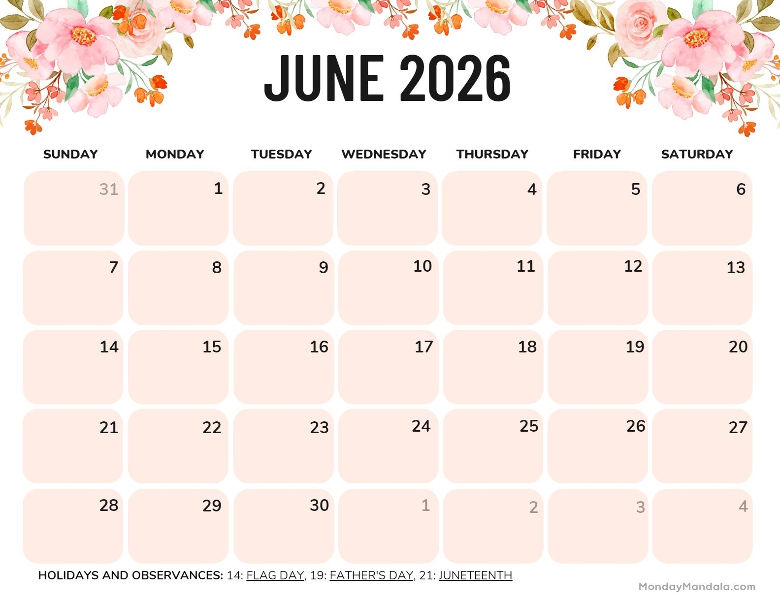 June 2026 Calendars 52 Free PDF Printables June 2026 Calendars 52 Free PDF Printables