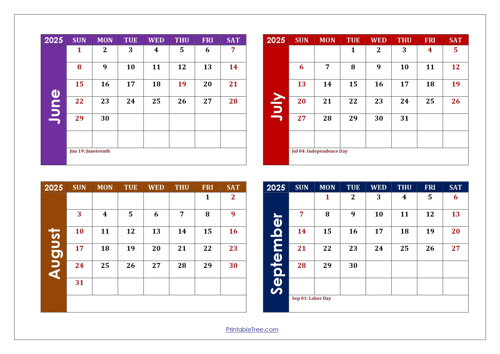 Printable Calendar June 4 Through June 12 2025