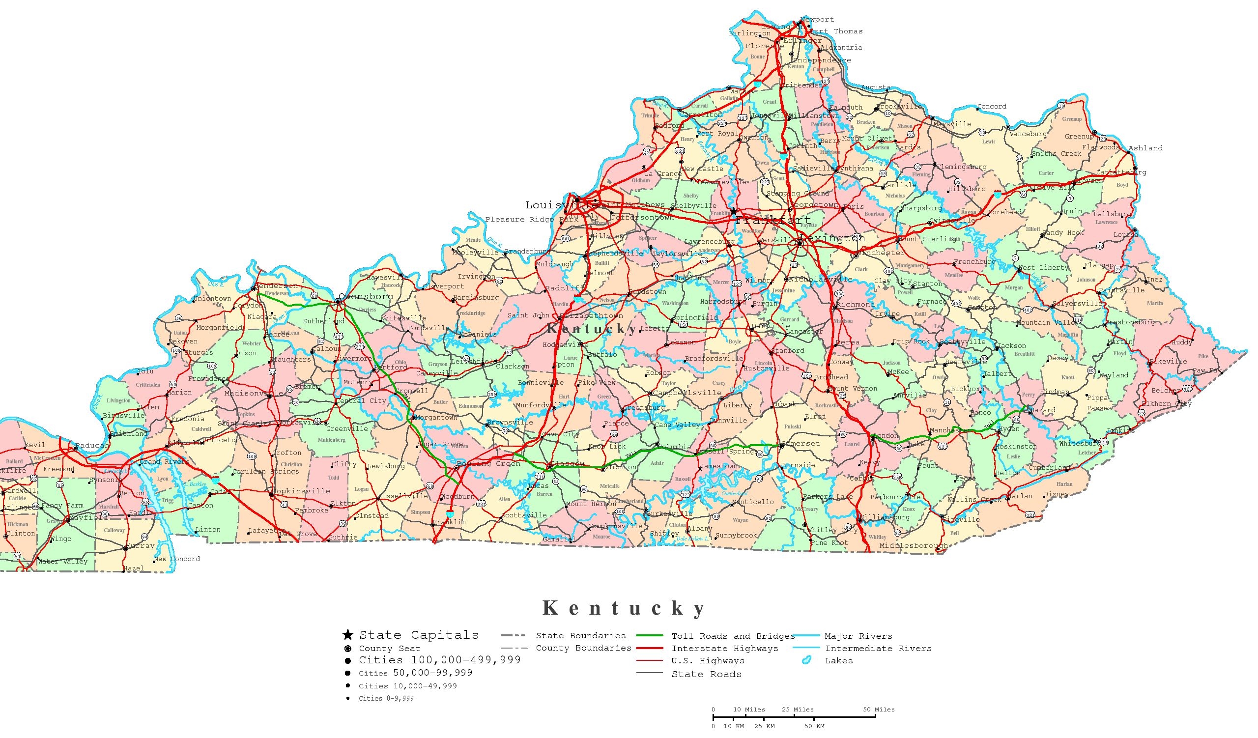 Kentucky Printable Map Kentucky Printable Map