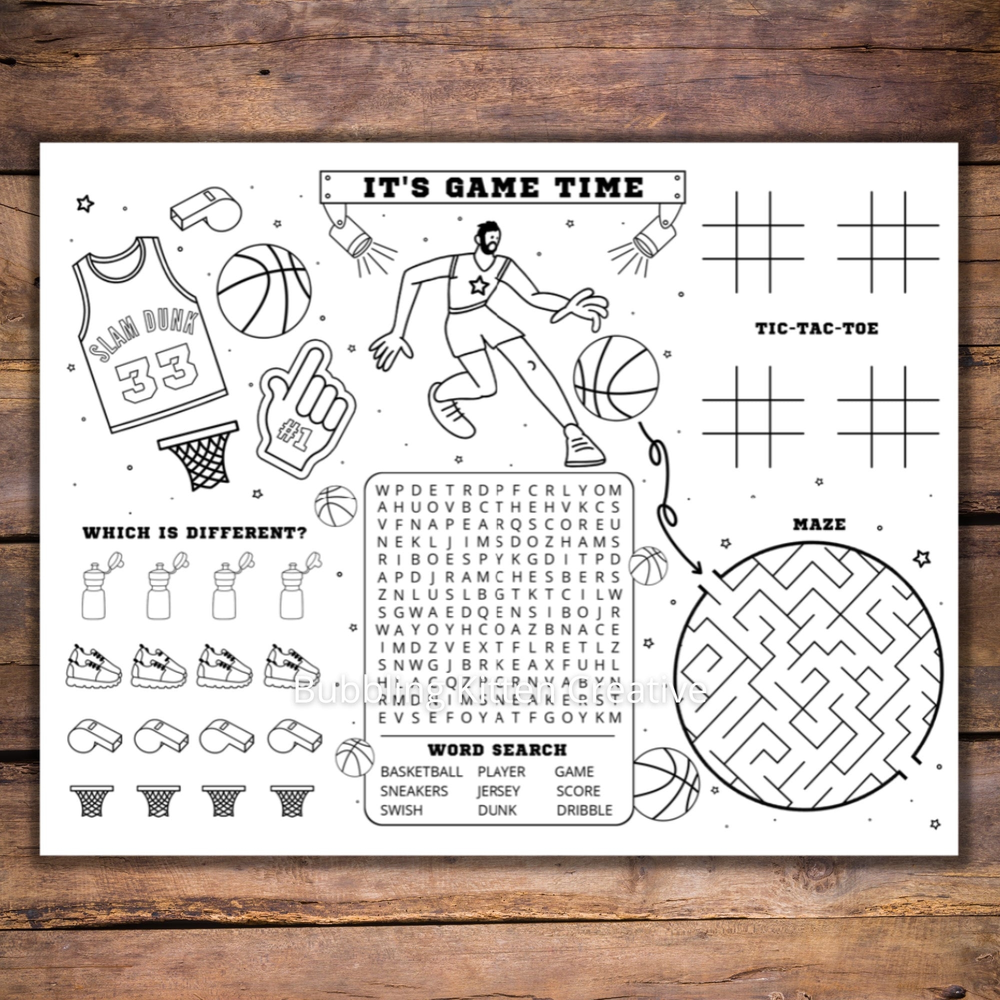 Kids Basketball Party Activity Sheet Basketball Printable Party Favor Sports Printable Etsy