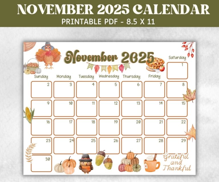 Kids November 2025 Calendar Printable 2025 Calendar Homeschool Preschool Calendar Board Children s Monthly Planner Thanksgiving Calendar Etsy